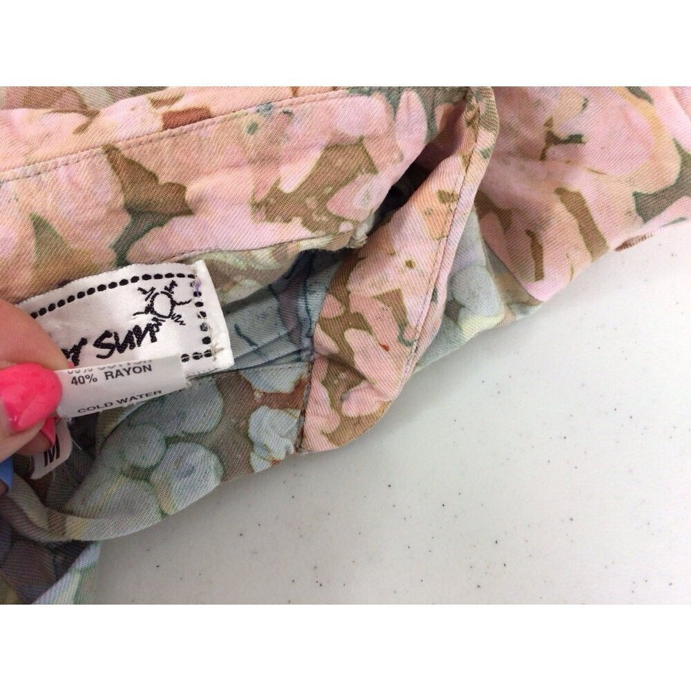 Winter Sun Floral Shirt Boho Lagenlook Womens Medium - Picture 4 of 6